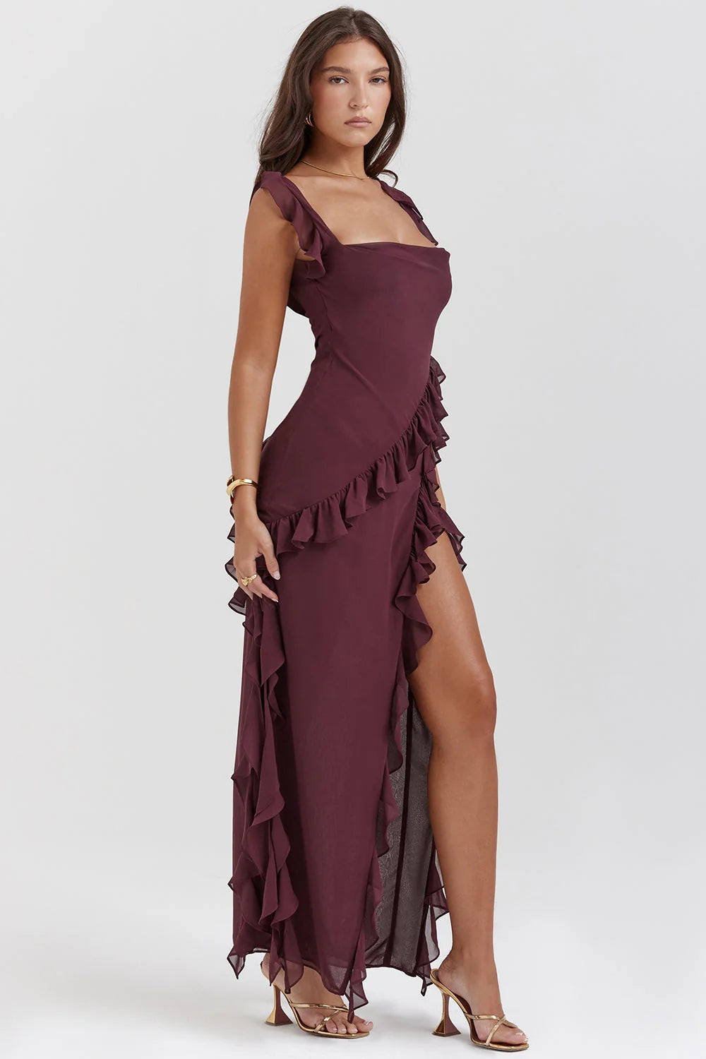 Ariela | Vestido Largo Con Volantes