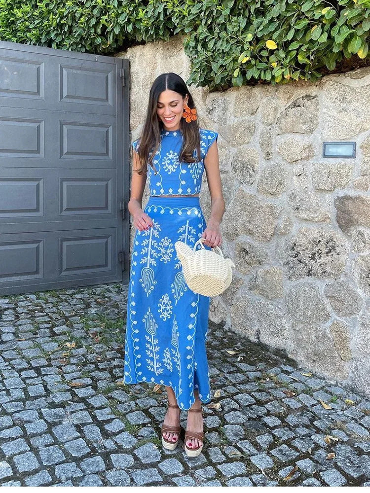 Carla | Conjunto Estampado Top Y Falda