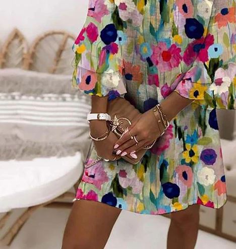 Vestido Mini Con Estampado Floral
