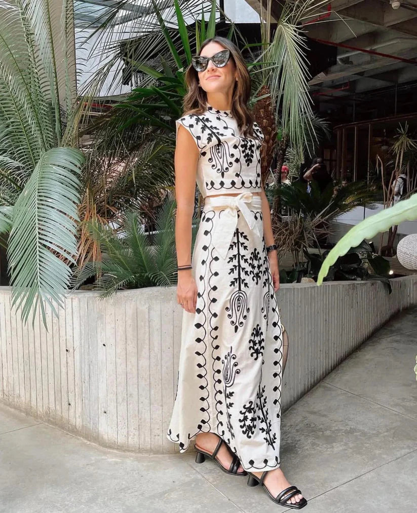 Carla | Conjunto Estampado Top Y Falda