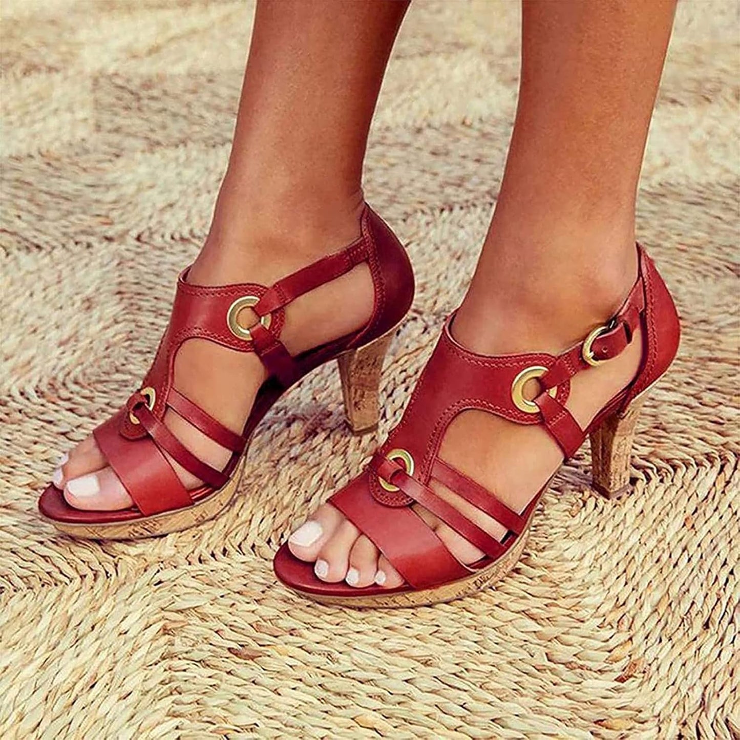Sandalias de cuero con tacón