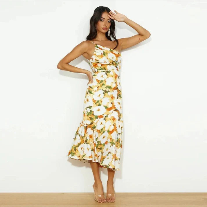 Senna | Vestido Asimétrico Con Estampado Floral