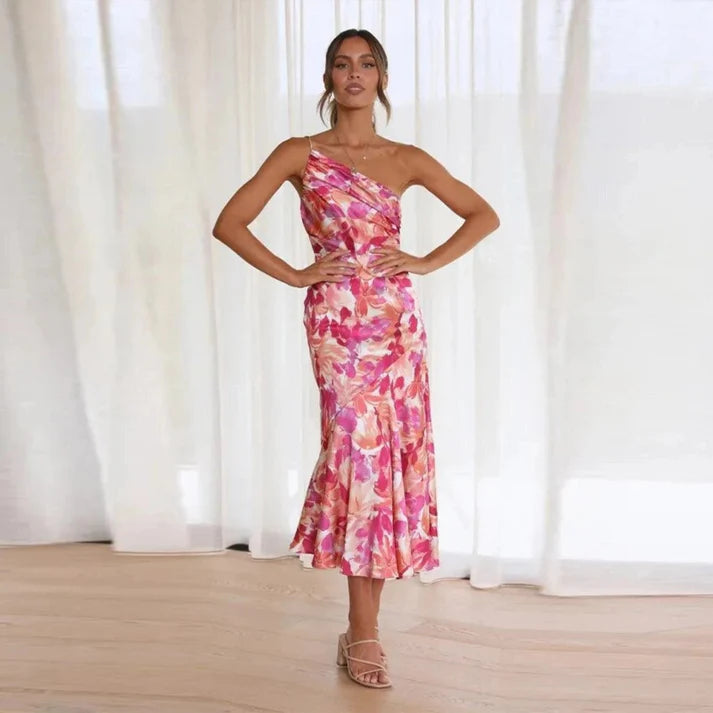 Senna | Vestido Asimétrico Con Estampado Floral