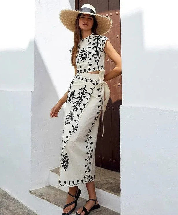 Carla | Conjunto Estampado Top Y Falda
