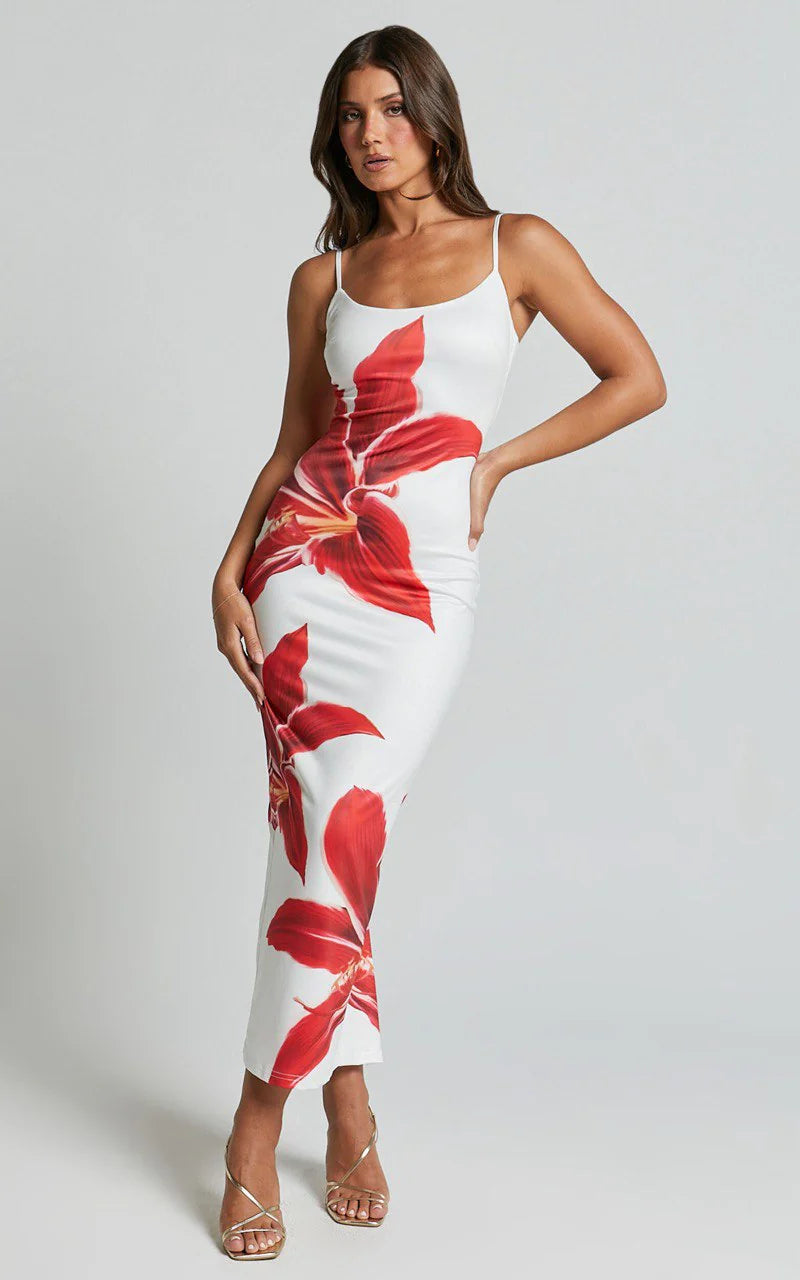 Crimson Lily | Vestido Midi Deia