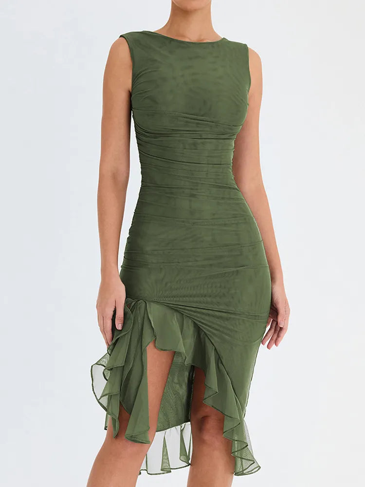 Vida | Vestido Midi Con Volantes