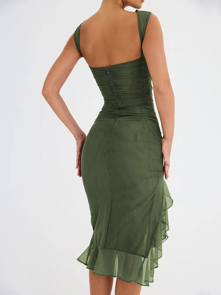 Vida | Vestido Midi Con Volantes