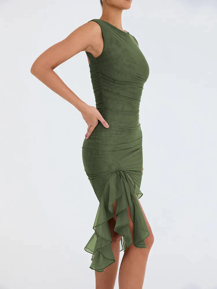 Vida | Vestido Midi Con Volantes