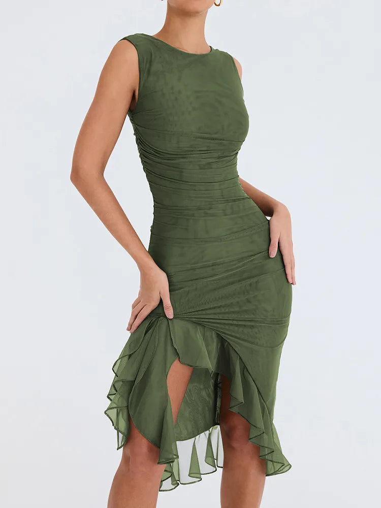 Vida | Vestido Midi Con Volantes