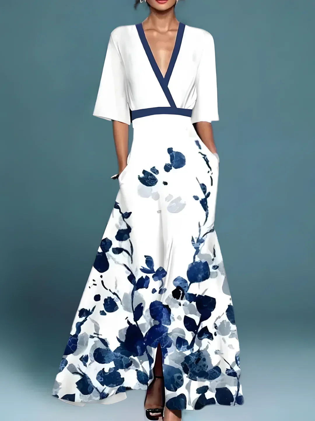 Icíar | Vestido cruzado elegante con flores