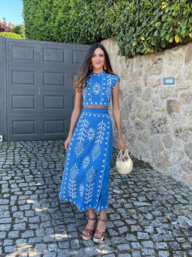 Carla | Conjunto Estampado Top Y Falda