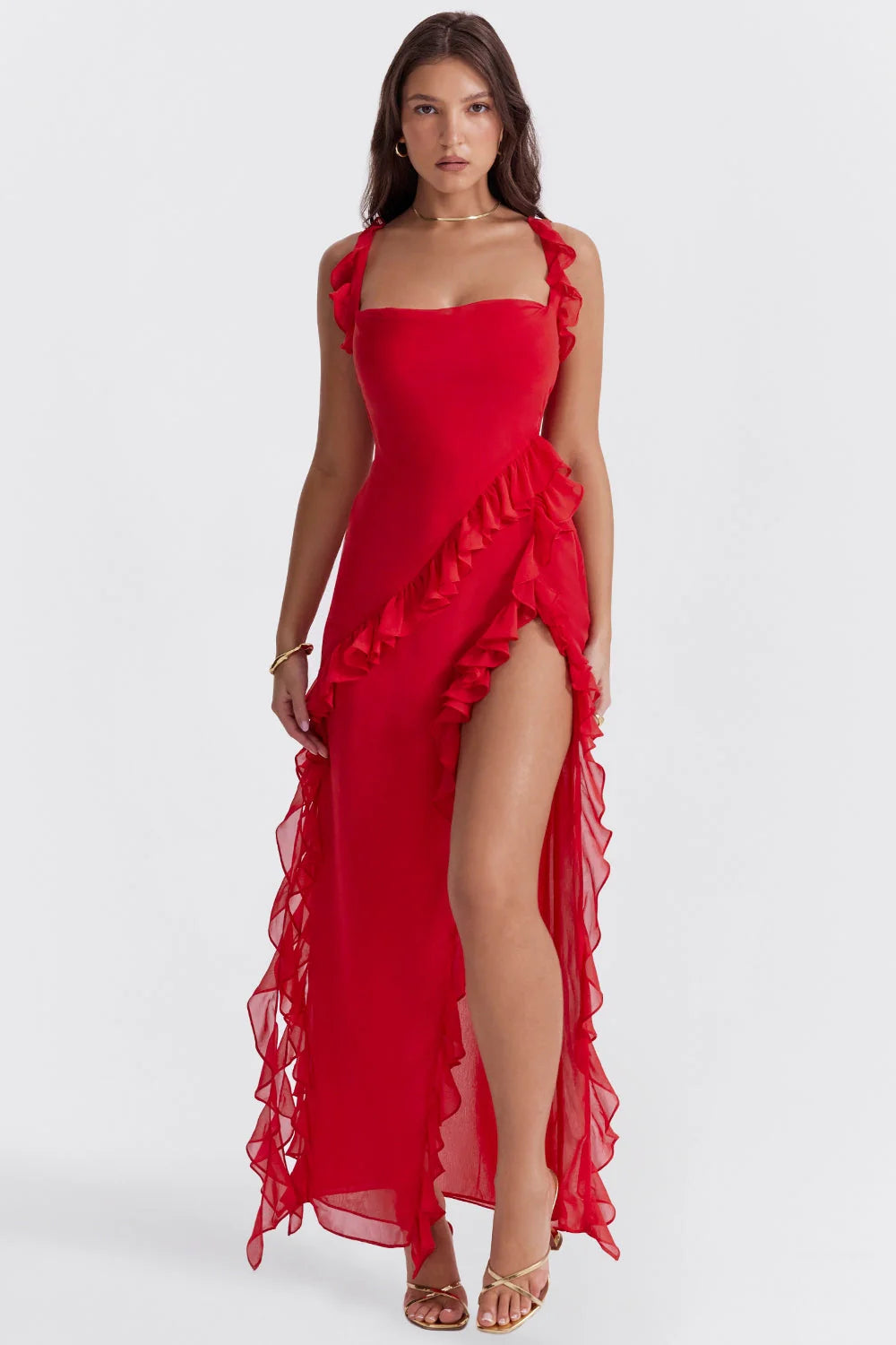 Ariela | Vestido Largo Con Volantes