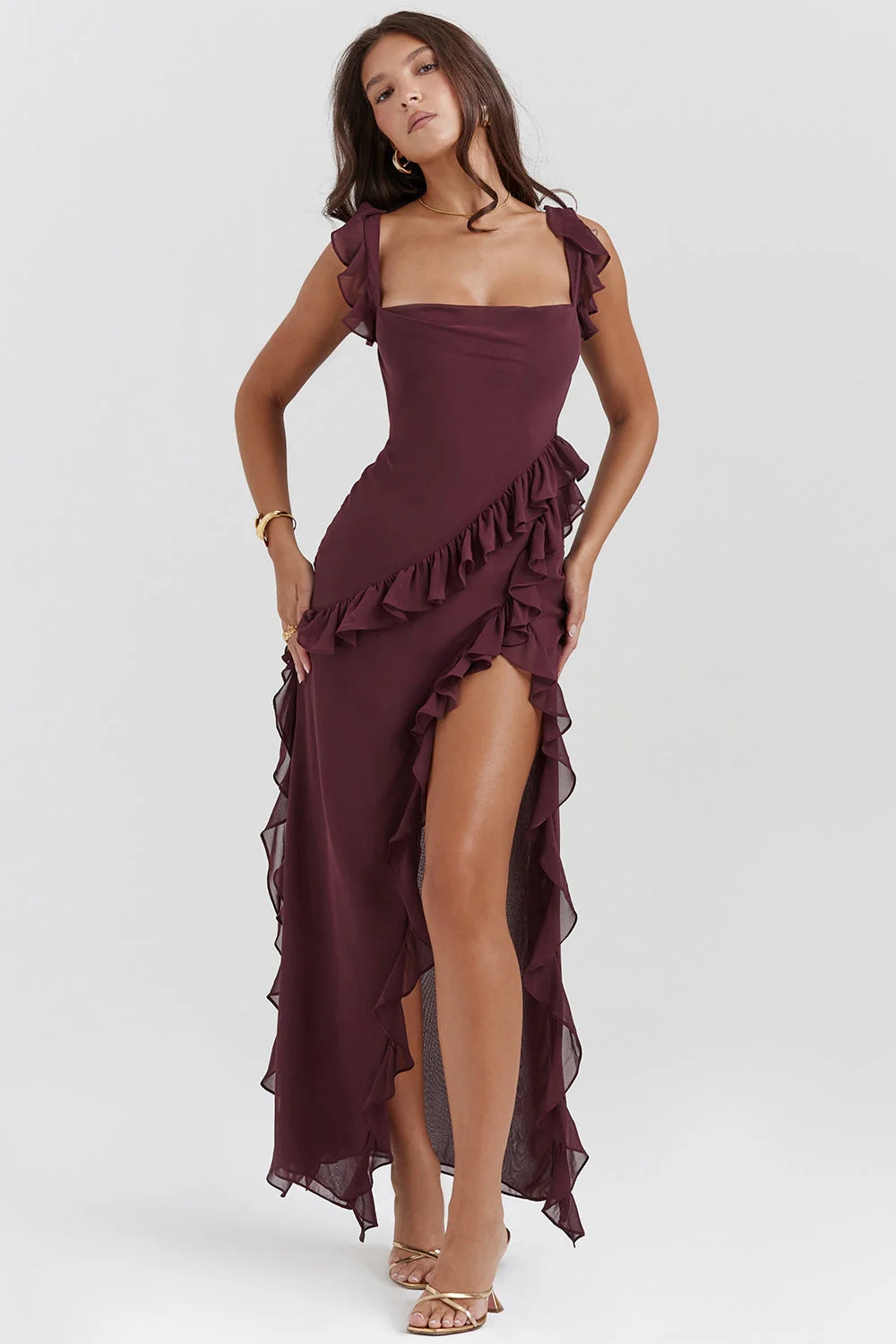 Ariela | Vestido Largo Con Volantes