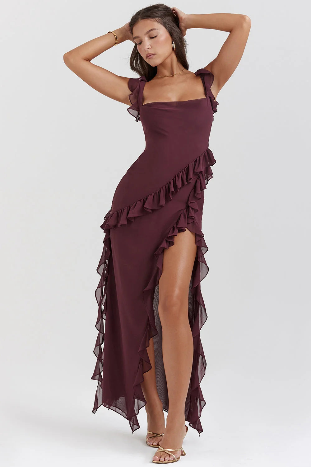 Ariela | Vestido Largo Con Volantes