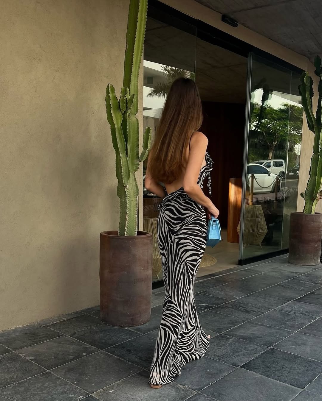 Lucia | Vestido Satinado con Estampado de Cebra