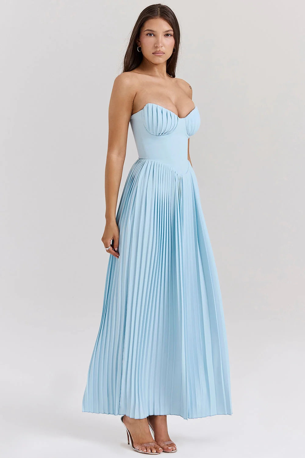 Marcella | Vestido Empolvado Con Tablas