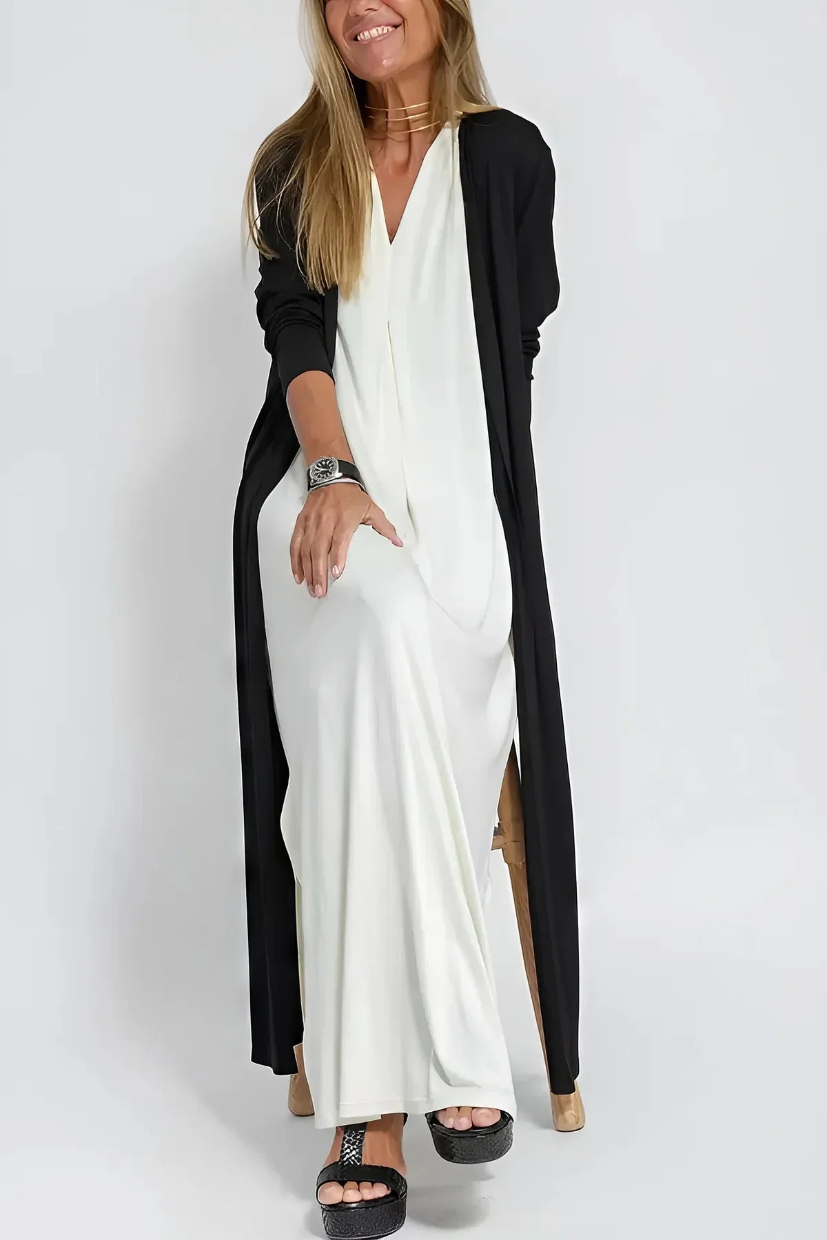 Vestido Largo Elegante + Cárdigan a Juego de REGALO