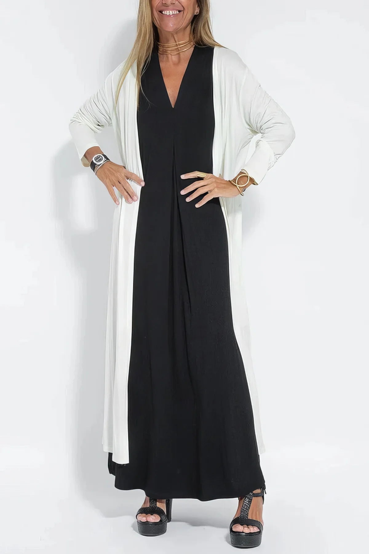 Vestido Largo Elegante + Cárdigan a Juego de REGALO