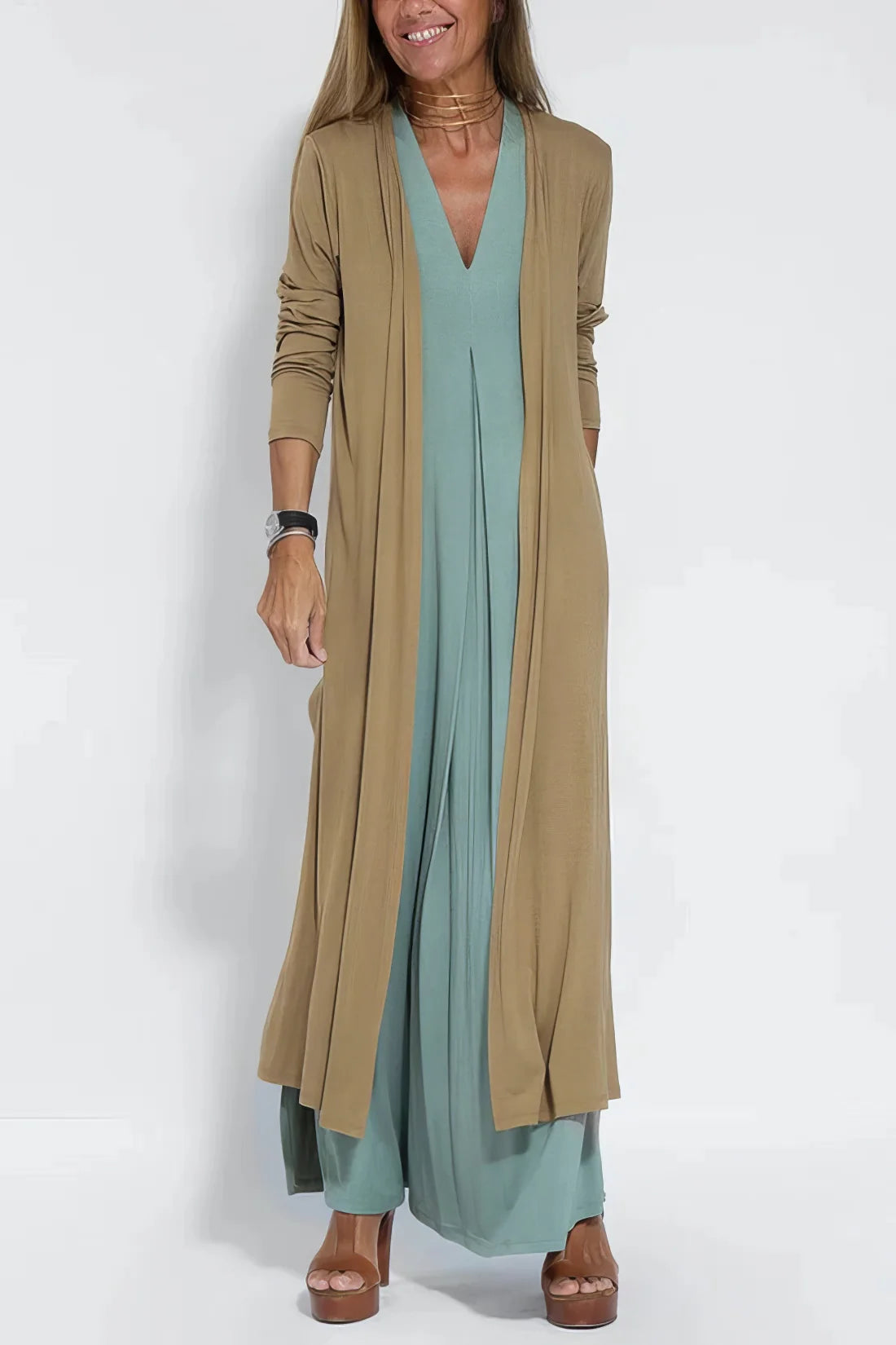 Vestido Largo Elegante + Cárdigan a Juego de REGALO