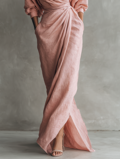 Vestido Largo Minimalista con Cuello en V
