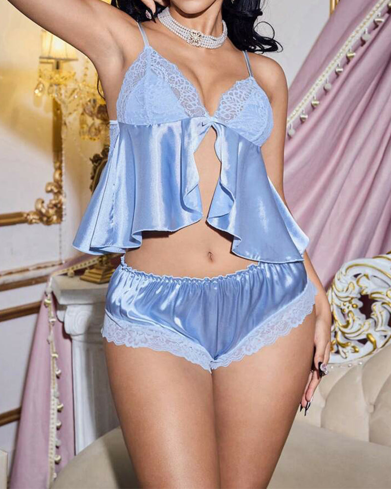 Elif™ | Luxe Damespyjama met Kantdetails en Ruches