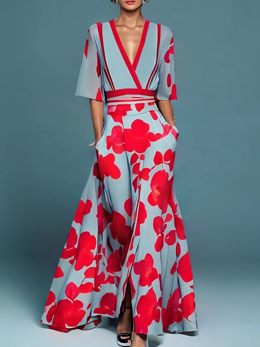 Icíar |  Vestido cruzado elegante con flores