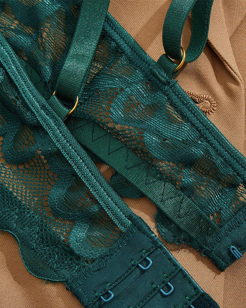 Rachel | Sexy conjunto de lencería de encaje con tirantes ajustables
