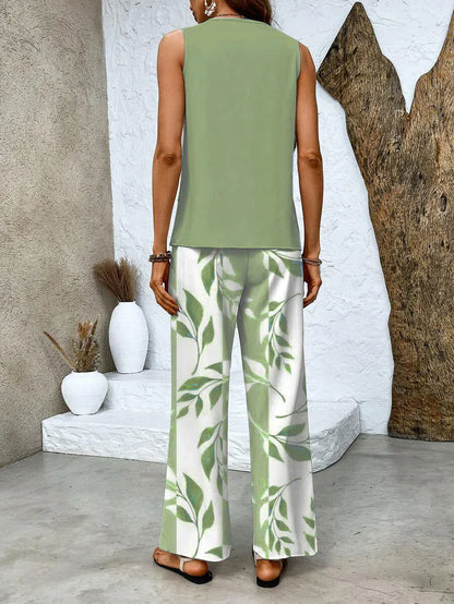 Conjunto de Dos Piezas Con Top y Pantalón Combinado