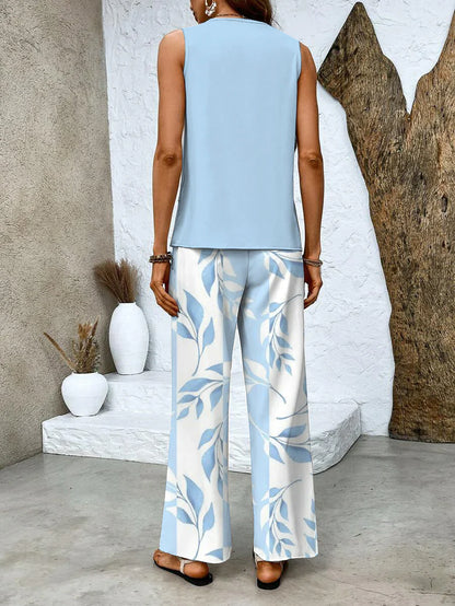 Conjunto de Dos Piezas Con Top y Pantalón Combinado