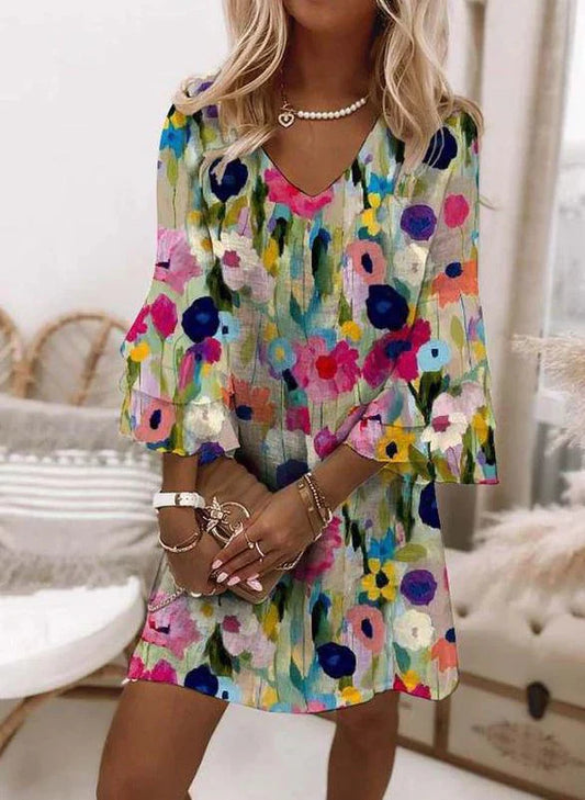 Vestido Mini Con Estampado Floral