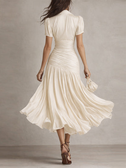 Adriana ∙ Vestido Midi Satinado con Rayas Retro