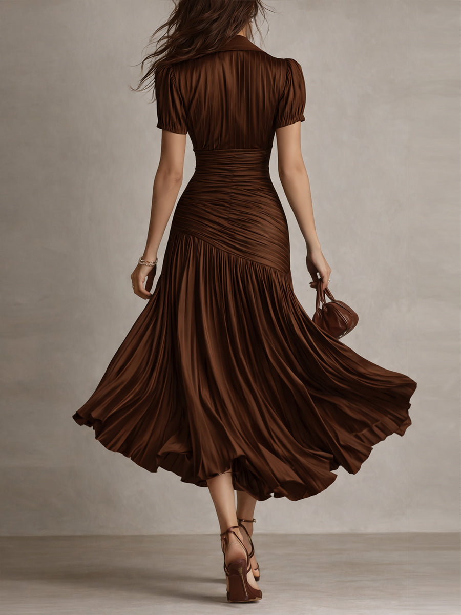 Adriana ∙ Vestido Midi Satinado con Rayas Retro