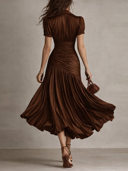 Adriana ∙ Vestido Midi Satinado con Rayas Retro