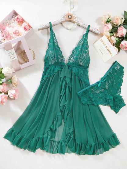Nina | Conjunto de Camisón Transparente de Encaje