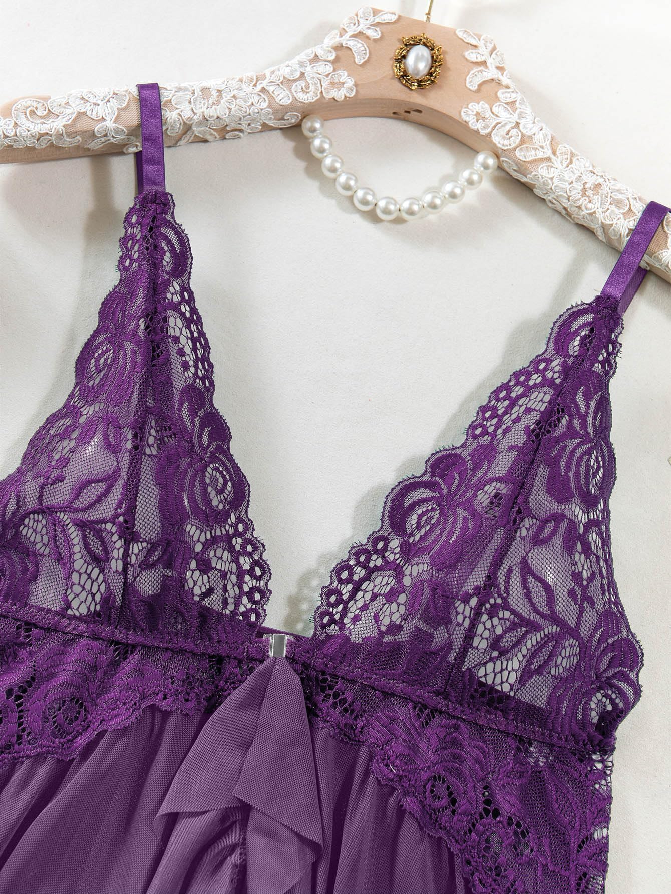 Nina | Conjunto de Camisón Transparente de Encaje
