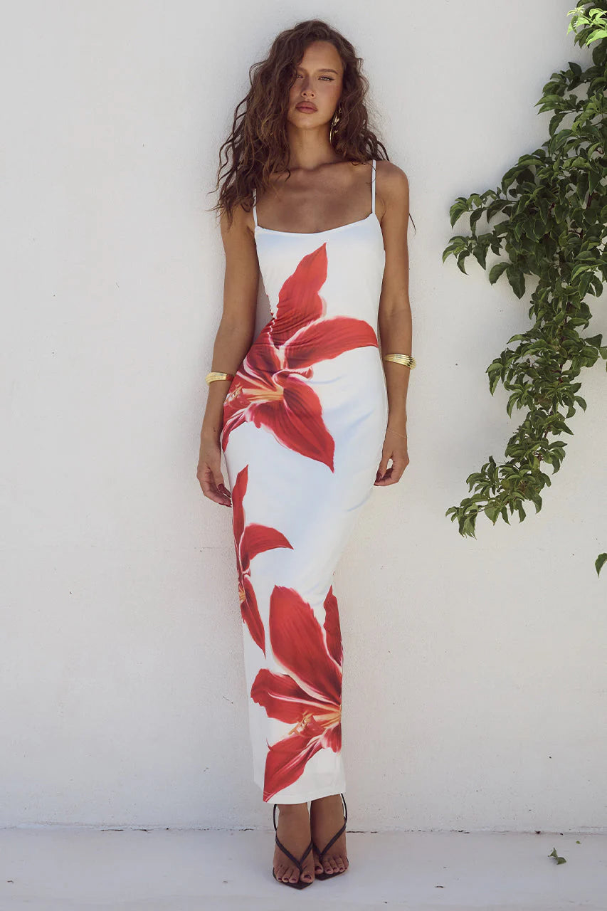 Crimson Lily | Vestido Midi Deia