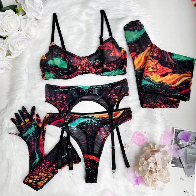 Amanda™ | Complete 5-delige Tie-Dye Lingerieset