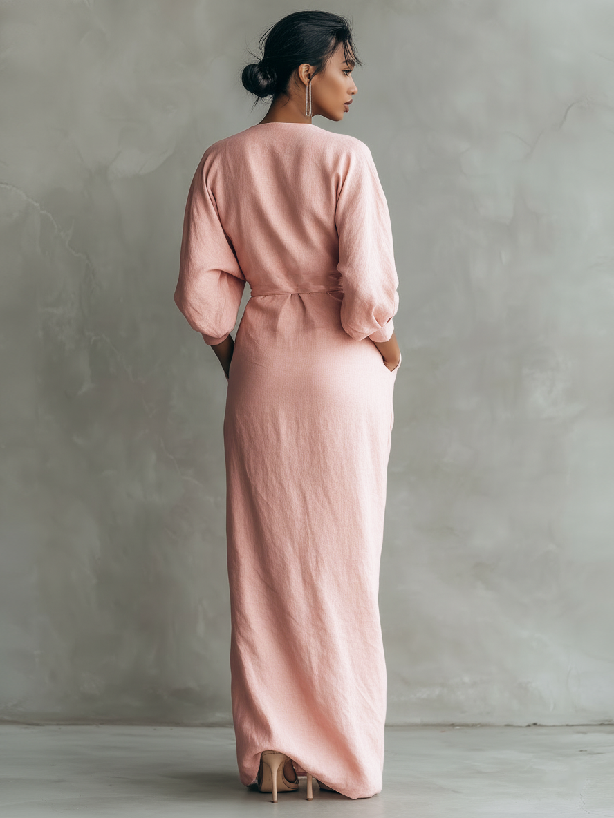 Vestido Largo Minimalista con Cuello en V