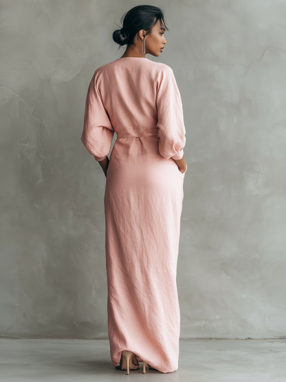 Vestido Largo Minimalista con Cuello en V