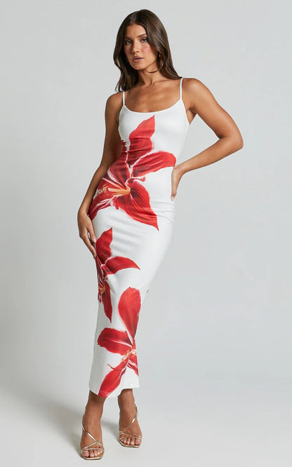 Crimson Lily | Vestido Midi Deia