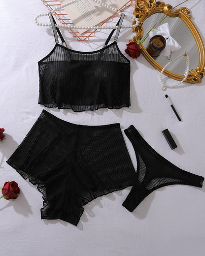 Manon™ | Mesh Sheer Tanktop & Korte Pyjamaset