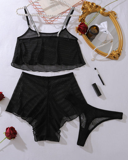 Manon™ | Mesh Sheer Tanktop & Korte Pyjamaset