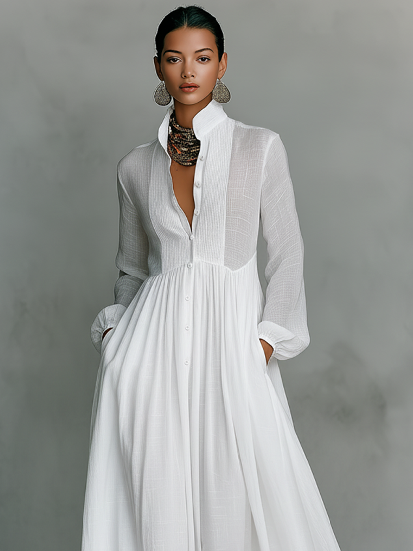 Vestido Largo Minimalista con Diseño de Patchwork