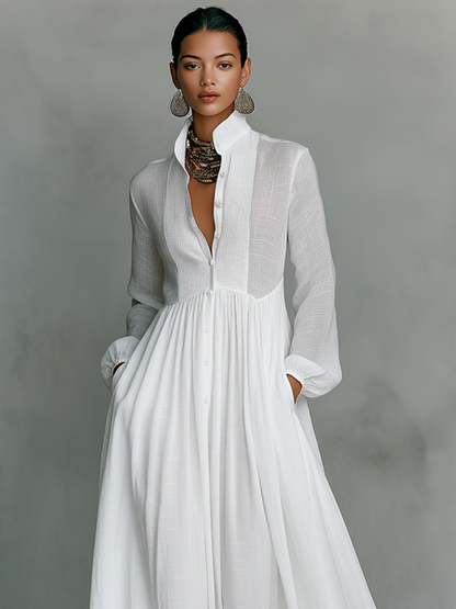 Vestido Largo Minimalista con Diseño de Patchwork