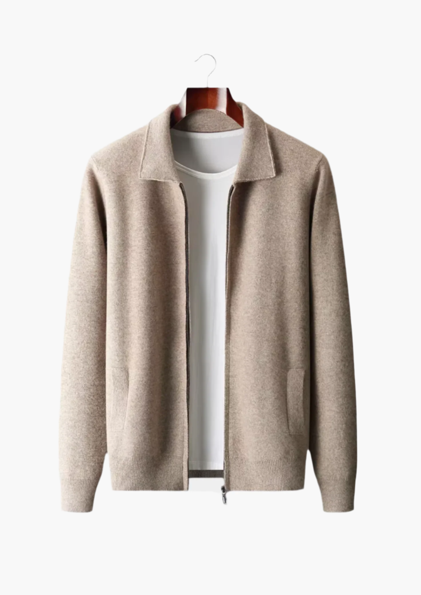 LORENZO Cárdigan Polo con Cremallera de Lana