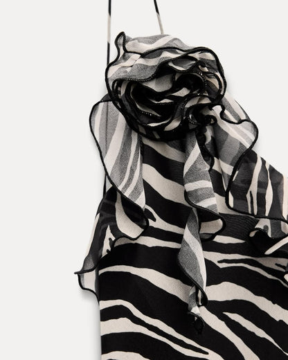 Lucia | Vestido Satinado con Estampado de Cebra