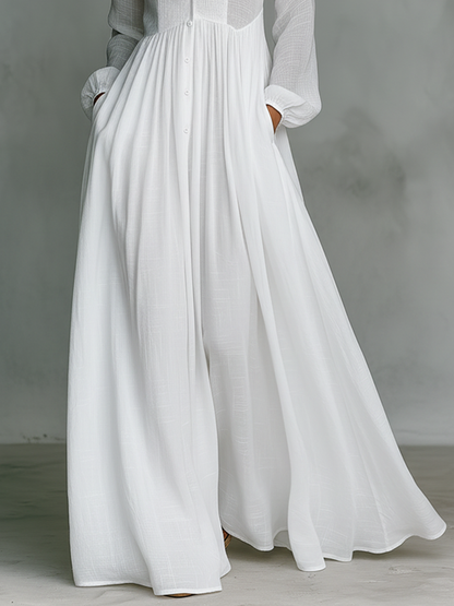 Vestido Largo Minimalista con Diseño de Patchwork