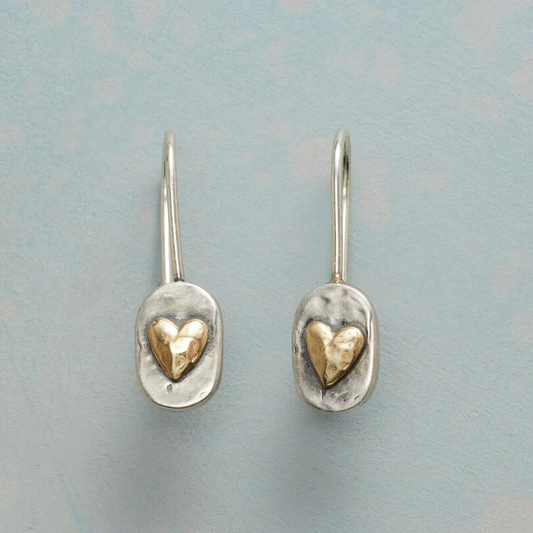 Pendientes de Corazón en Oro y Plata