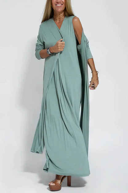 Vestido Largo Elegante + Cárdigan a Juego de REGALO